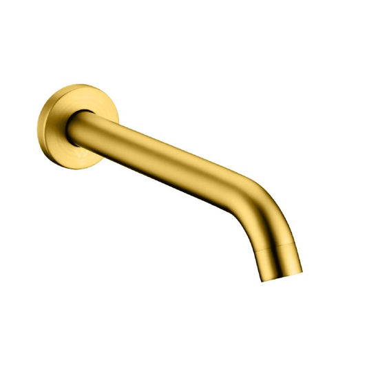 Solid Brass Bathtub/Basin Wall Spout 160mm - Brushed Brass Gold - LUCID PIN