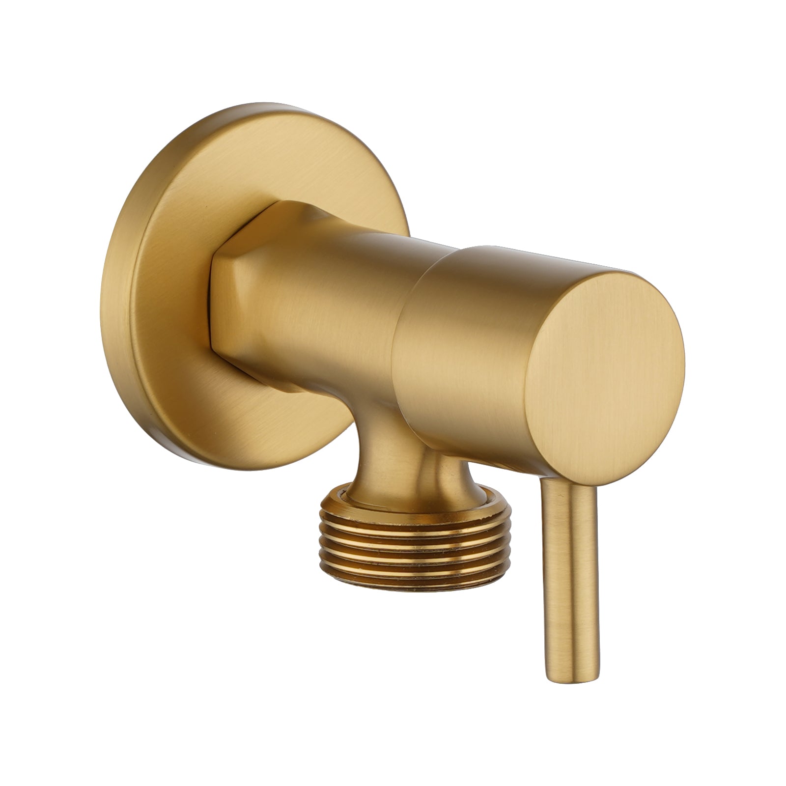 Brass Washing Machine Stop Tap – Round 1/4 Turn – Brushed Brass Gold