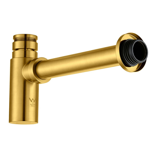 Solid Brass Round Bottle Trap G1 1/2" -  Brushed Brass