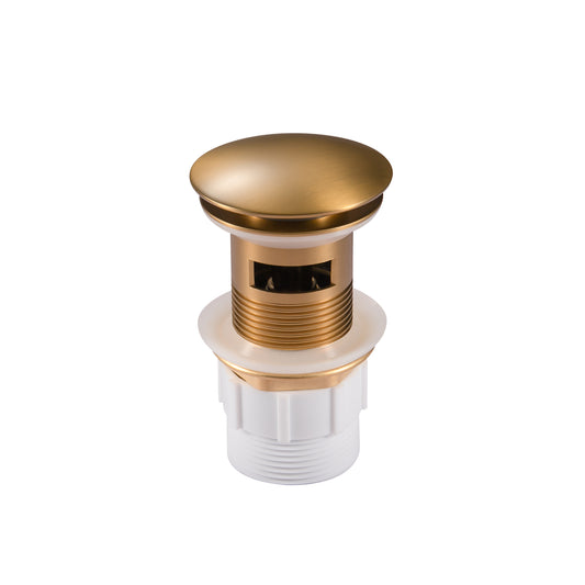 Solid Brass Mushroom Basin Pop Up Waste with Overflow 32/40mm - Brushed Brass Gold
