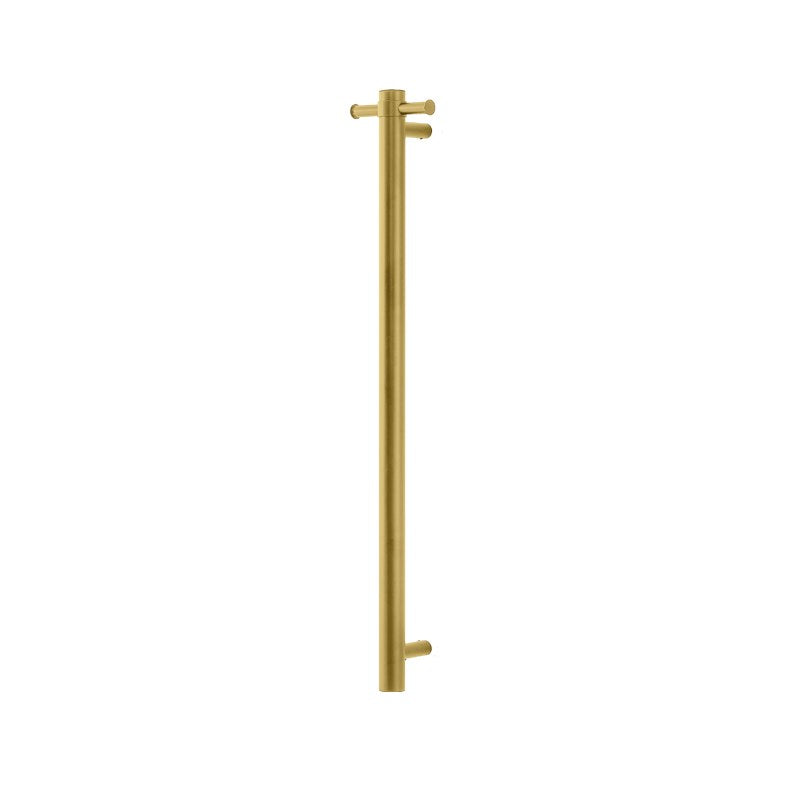 Stainless Steel Electric Heated Towel Rack Single Bar Vertical  - Brushed Brass Gold