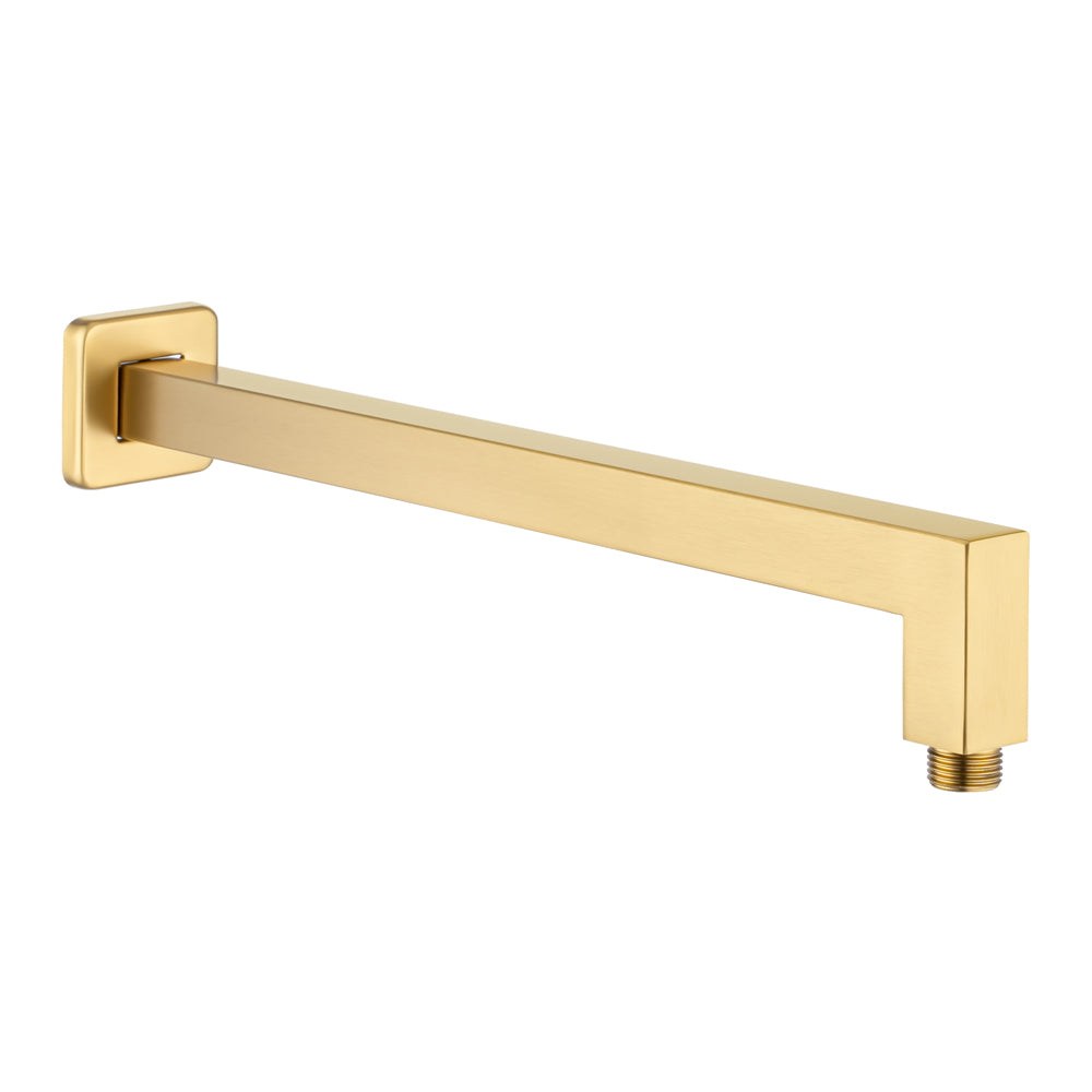 Stainless Steel 400mm Square Wall Shower Arm – Brushed Brass Gold