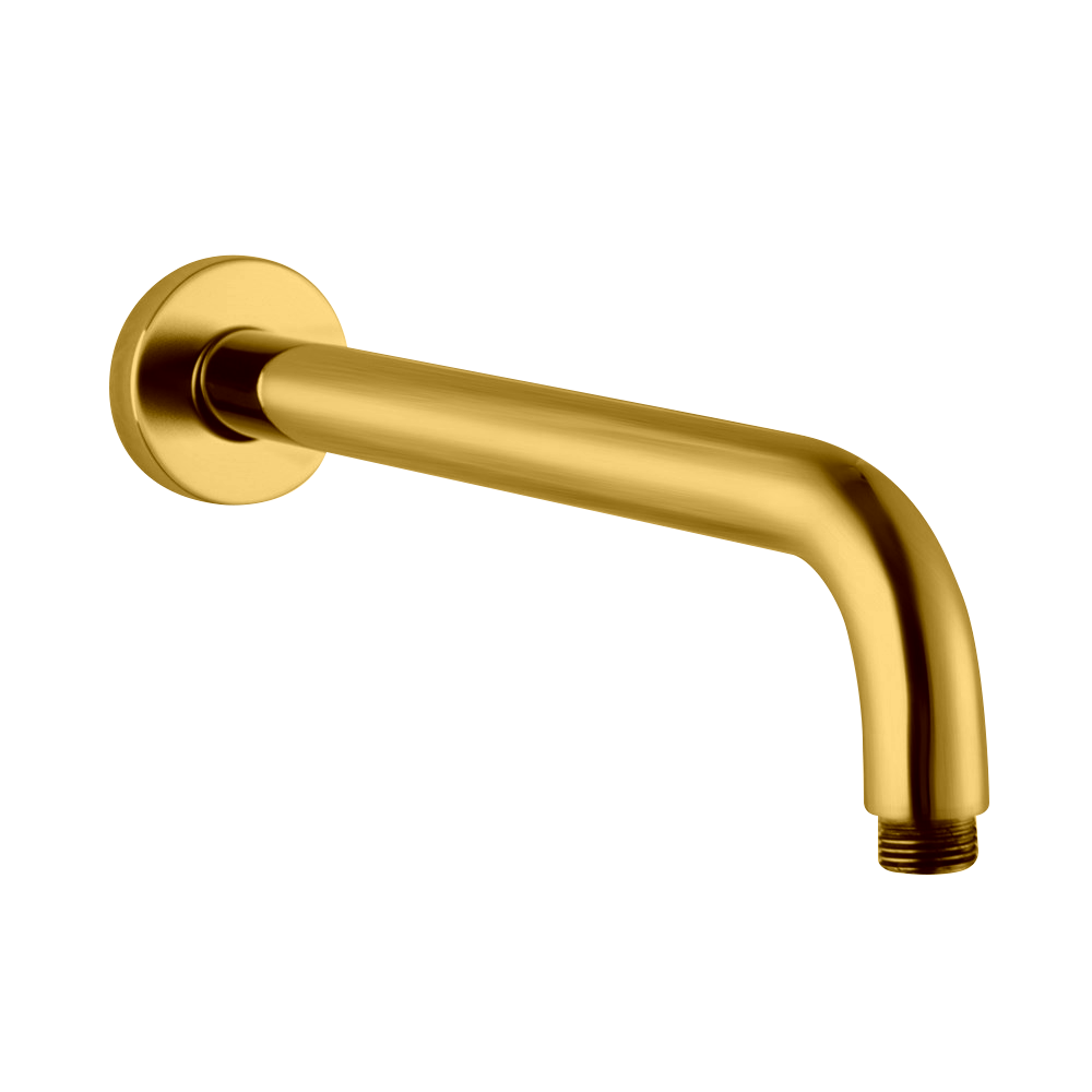 Stainless Steel 400mm Round Wall Shower Arm – Brushed Brass Gold