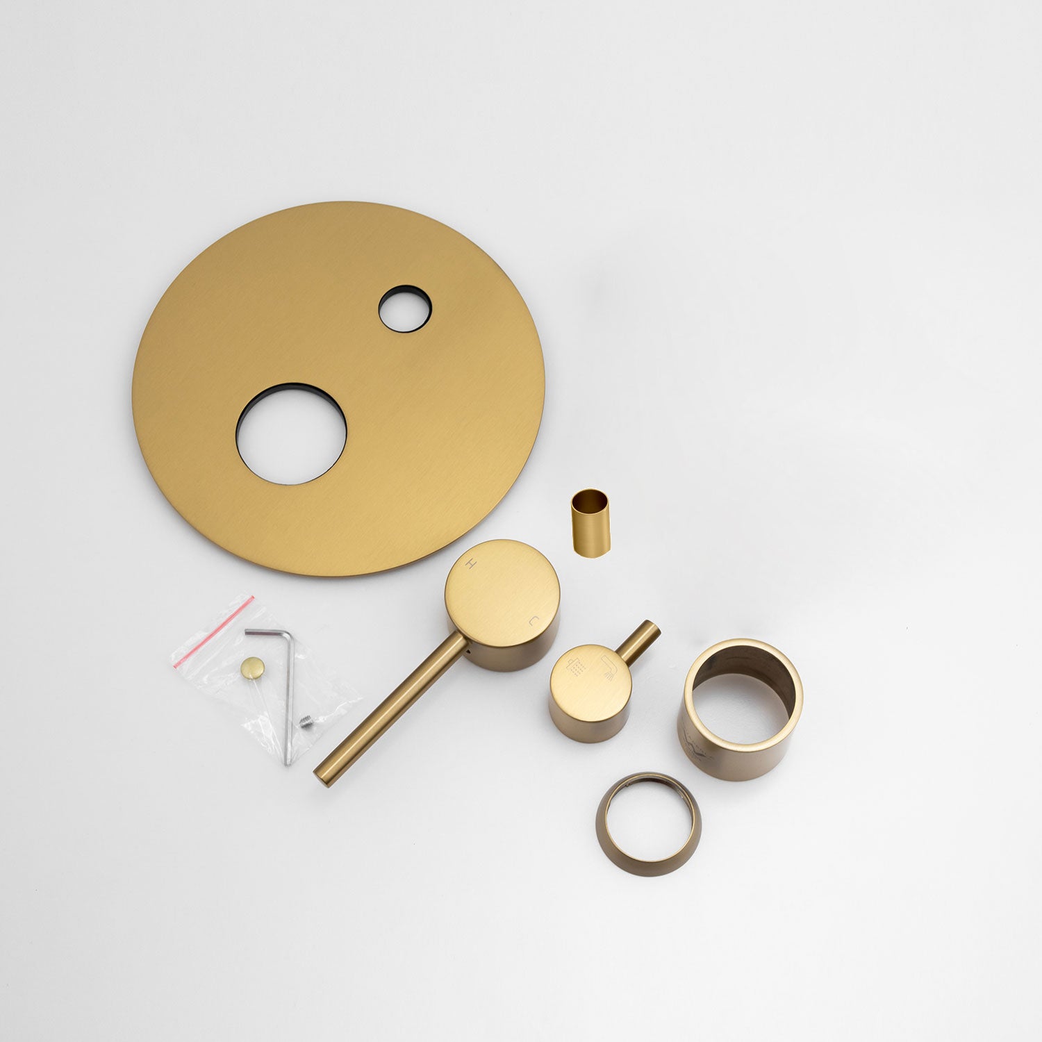 Solid Brass Wall Mixer Tap with Diverter Trim Kit (Match CLPD) - Brushed Brass | LUCID PIN