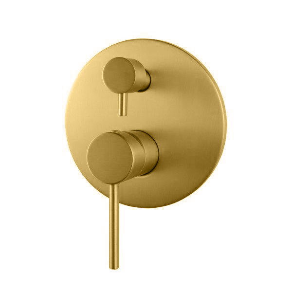 Solid Brass Diverter Mixer - Brushed Brass Gold - LUCID PIN