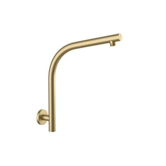 Stainless Steel Round Curved Wall Shower Arm – Brushed Brass Gold