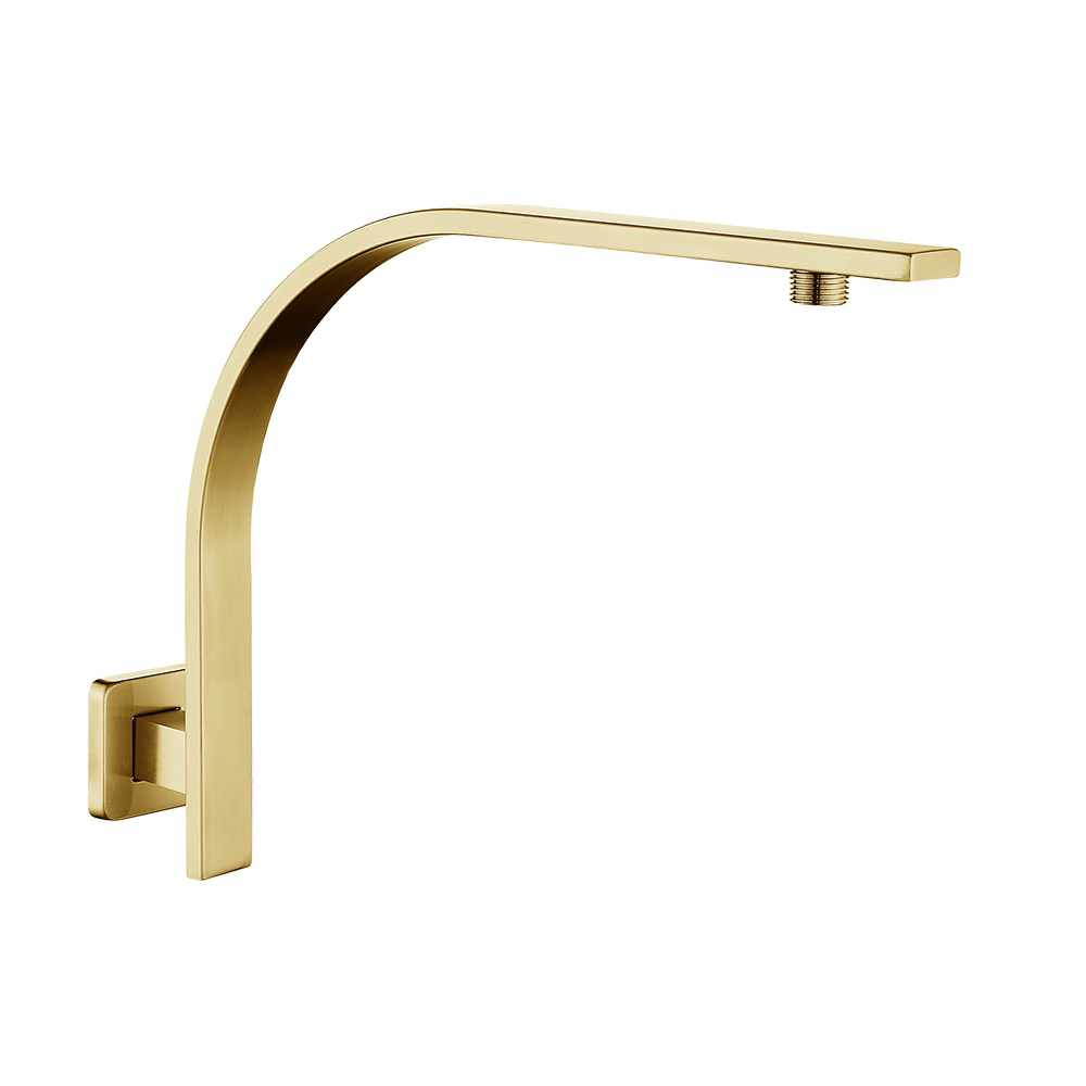 Stainless Steel Square Gooseneck Wall Shower Arm – Brushed Brass Gold