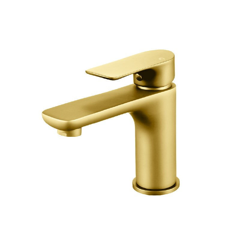 Solid Brass Short Basin Mixer - Brushed Brass Gold - VOG