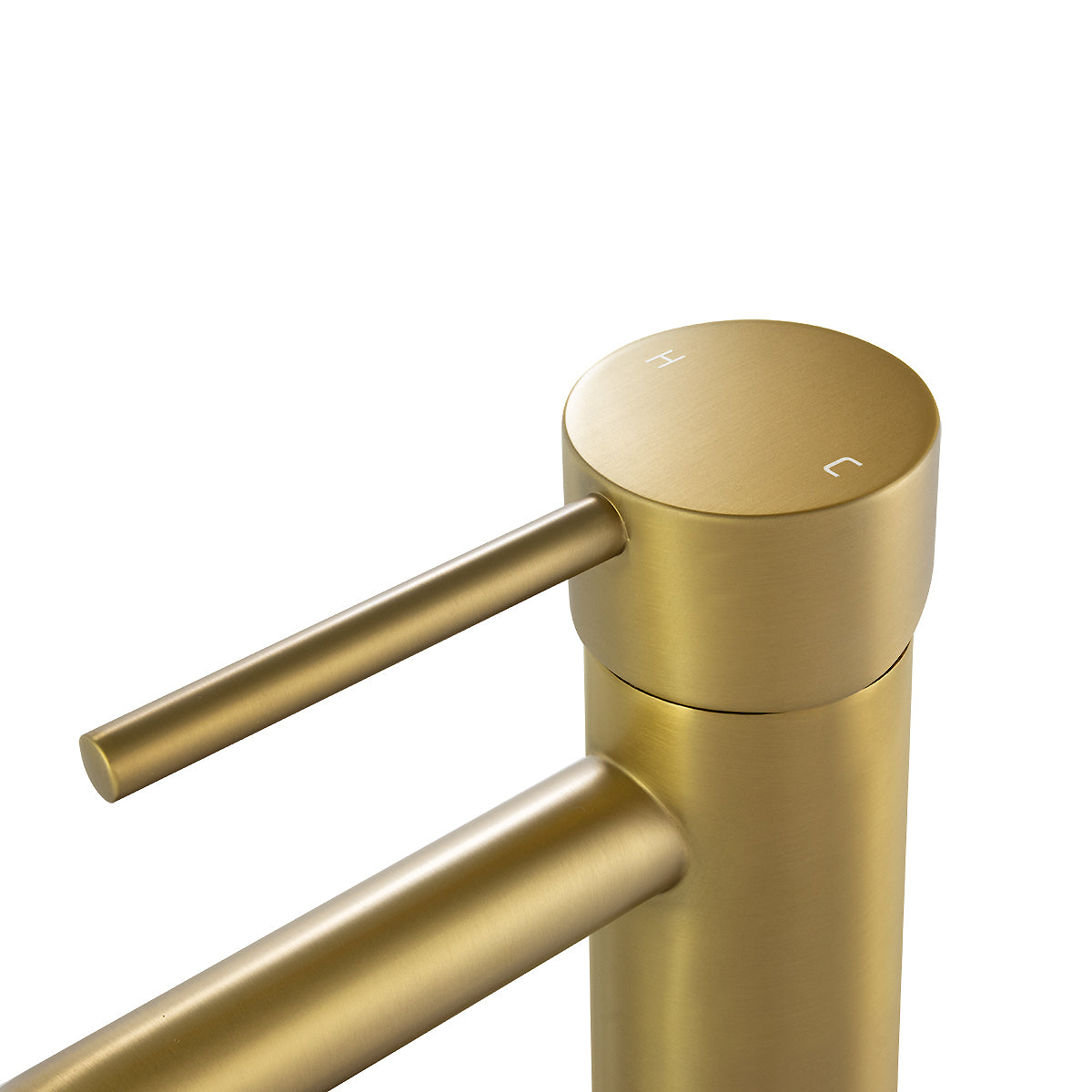 Solid Brass Short Basin Mixer - Brushed Brass Gold - LUCID PIN