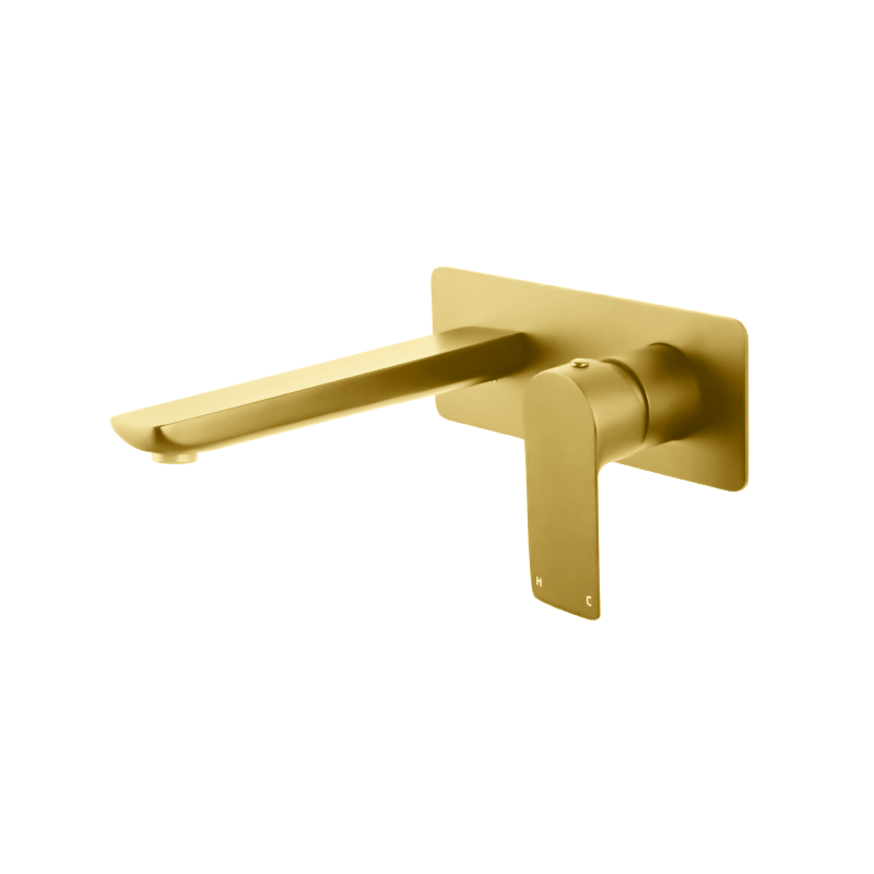 Solid Brass Spout Mixer - Brushed Brass Gold- VOG