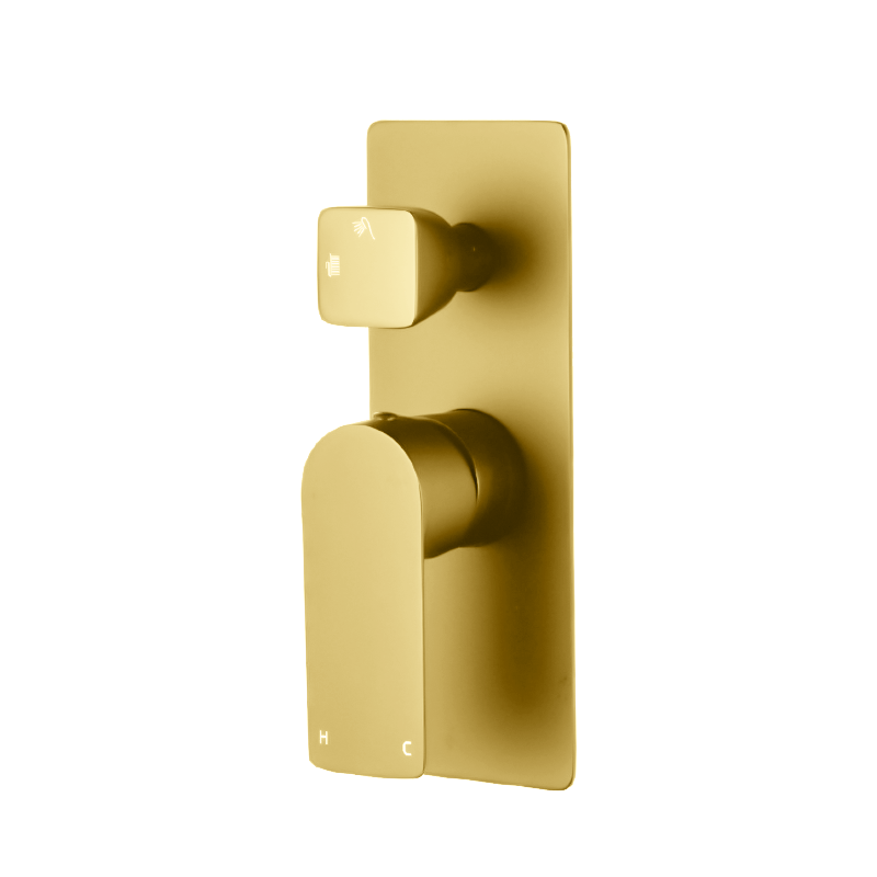 Solid Brass Diverter Mixer - Brushed Brass Gold - VOG