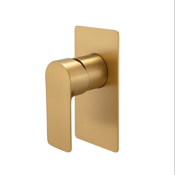 Solid Brass Wall Mixer Tap - Brushed Brass Gold - VOG