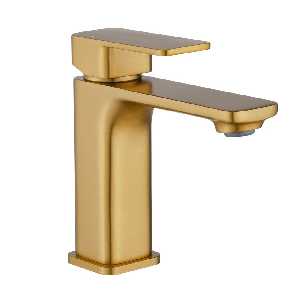 IVANO Solid Brass Short Basin Mixer - Brushed Brass Gold