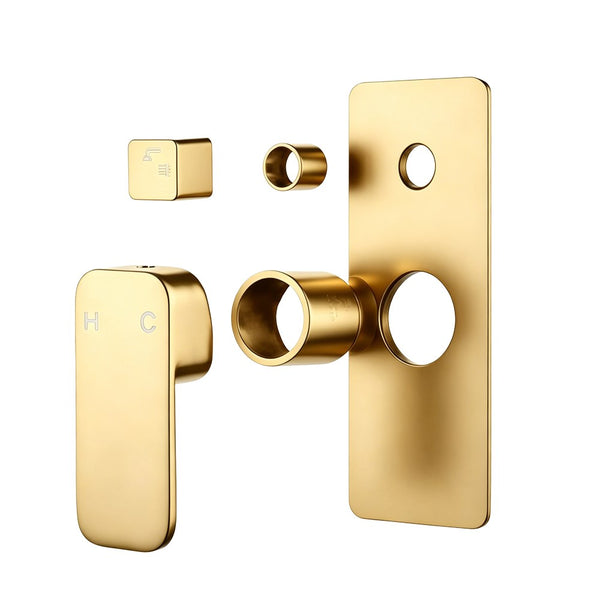 Solid Brass Wall Mixer Tap with Diverter Trim Kit (Match CLPD) - Brushed Brass | IVANO