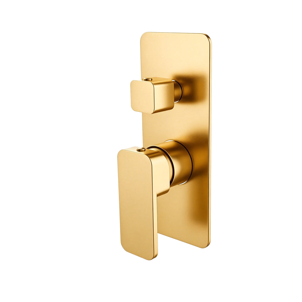 Solid Brass Wall Mixer Tap with Diverter Trim Kit (Match CLPD) - Brushed Brass | IVANO