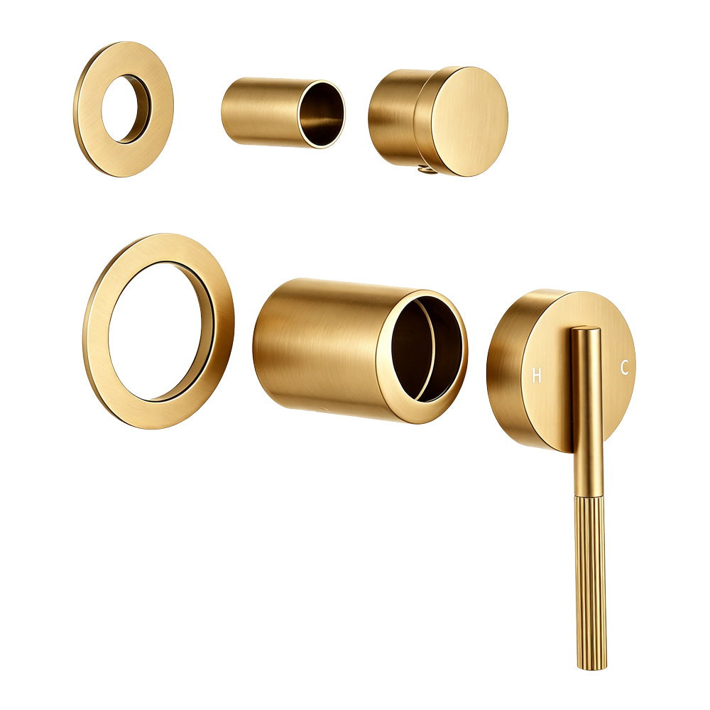 CADDENCE Solid Brass Wall Mixer Tap with Diverter (no Backplate) - Brushed Brass Gold