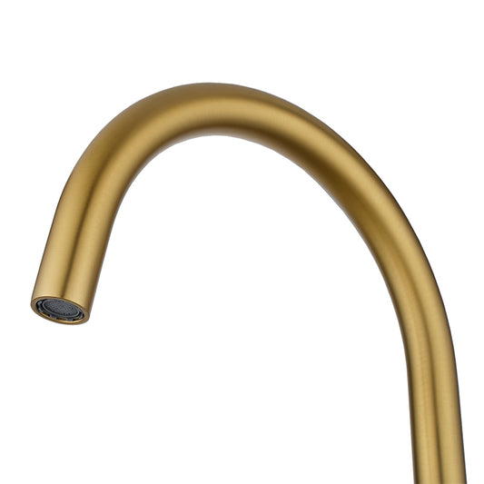 Solid Brass Swivel Basin Mixer - Brushed Brass Gold - MOON