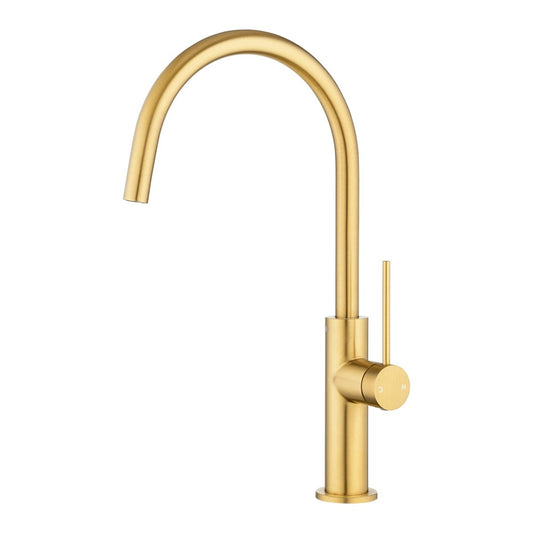 Solid Brass Standard Kitchen Mixer II - Brushed Brass Gold
