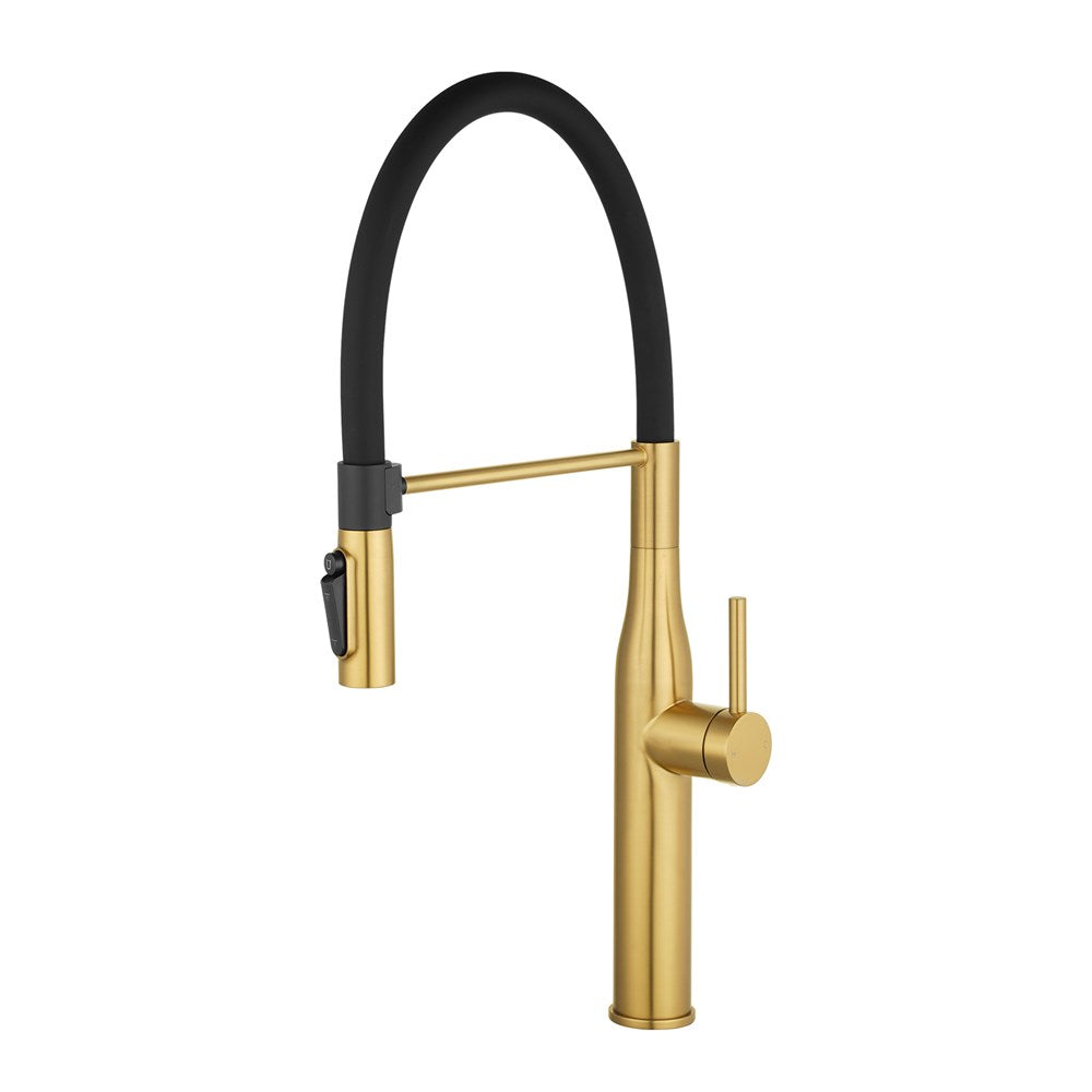 Magnetic Pull-Down Kitchen Mixer with Filter Connection - Brushed Brass Gold