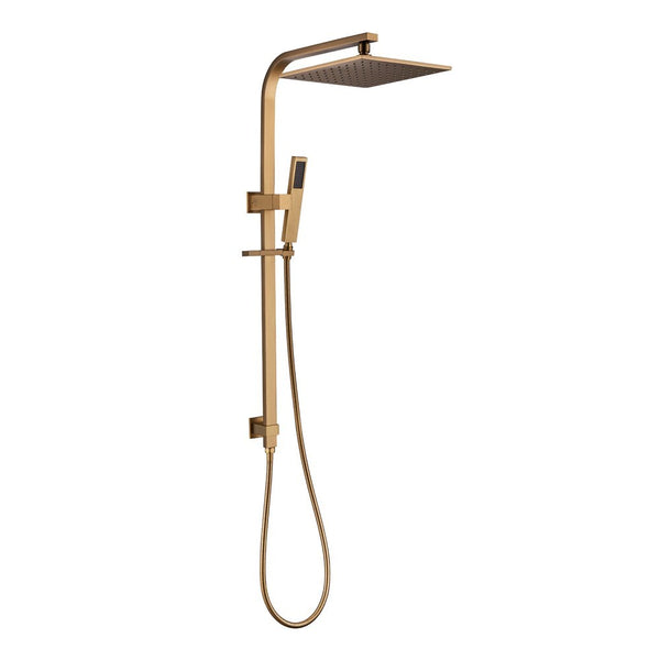 Stainless Steel & Solid Brass - 10" Square Shower Station - Brushed Brass