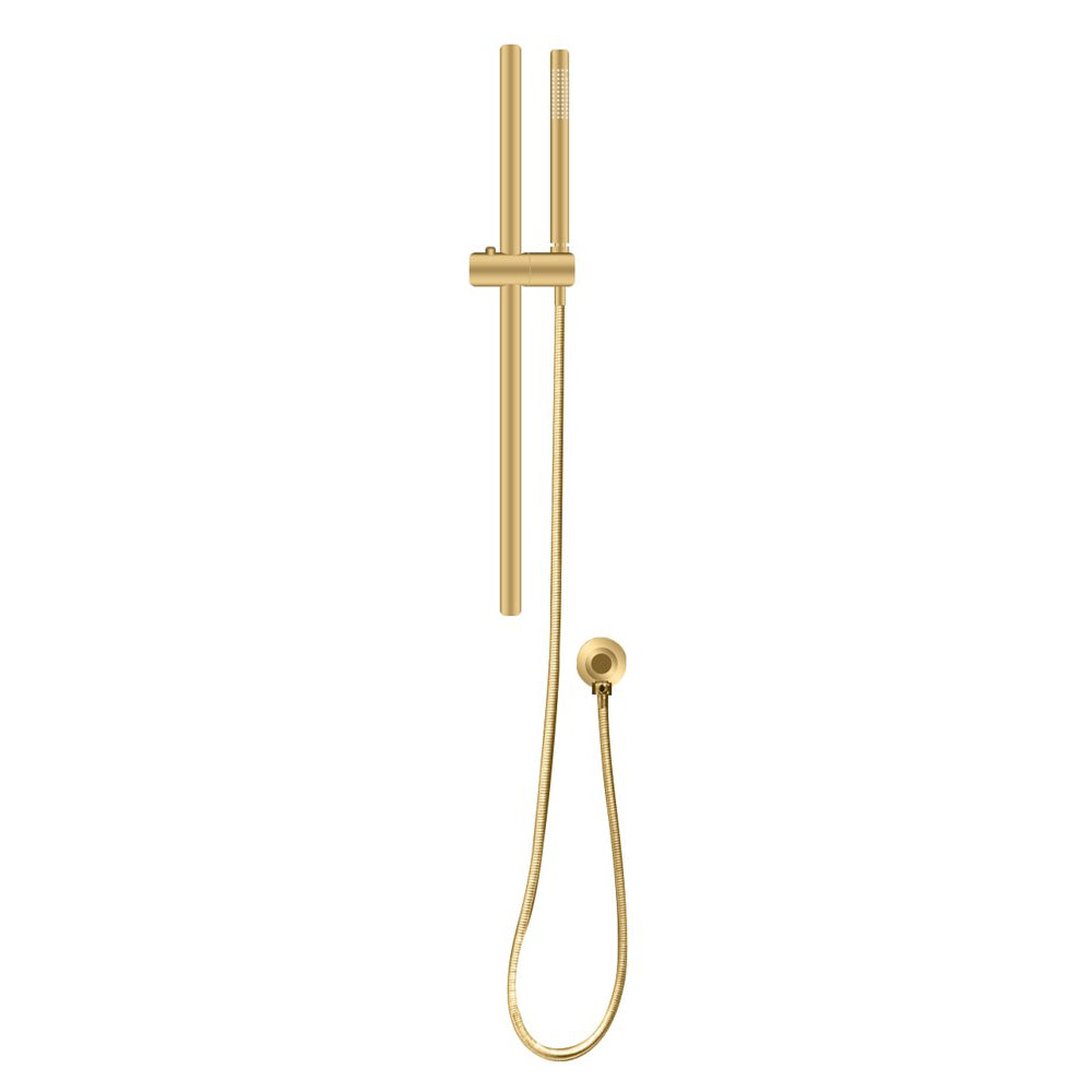 Stainless Steel & Solid Brass Shower Rail with Handheld Shower - Brushed Brass Gold