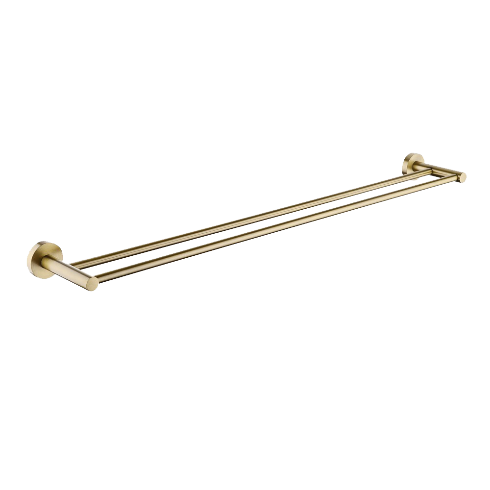 Stainless Steel 790mm Double Towel Rail - Brushed Brass Gold - LUCID PIN