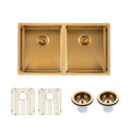 Load image into Gallery viewer, Stainless Steel 770x450x215mm Double Bowl Kitchen Sink - Brushed Brass
