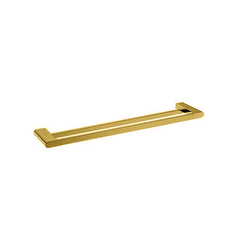 Zinc-Alloy and Brass 600mm Double Towel Rail - Brushed Brass Gold - VOG