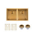 Load image into Gallery viewer, Stainless Steel Handmade Double Bowl PVD Kitchen Sink 820x457x230mm- Brushed Brass
