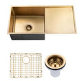 Load image into Gallery viewer, Stainless Steel PVD Single Bowl Kitchen Sink with Drain Board 960*450*230mm- Brushed Brass
