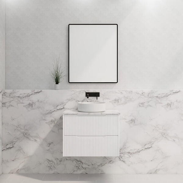 Bali 750mm Wall Hung Fluted Vanity - Matt White