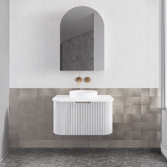 Bergen 750mm Wall Hung Fluted Vanity Cabinet - Matte White