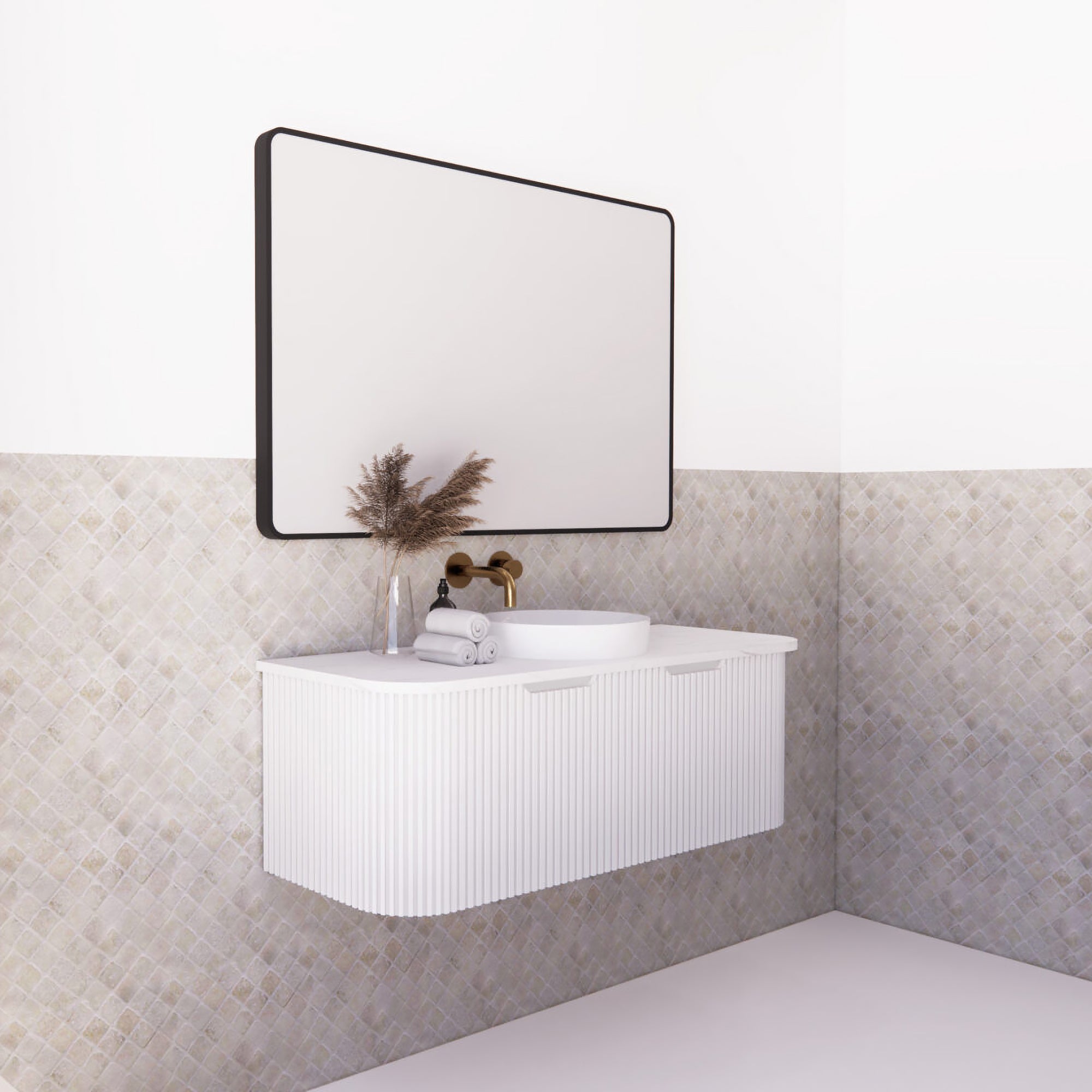 Bergen 1200mm Wall Hung Fluted Vanity Cabinet - Matte White