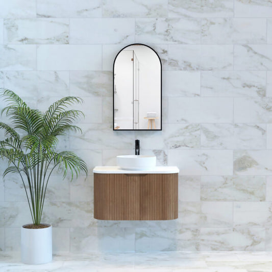Bergen 750mm Wall Hung Fluted Vanity Cabinet - Solid Timber