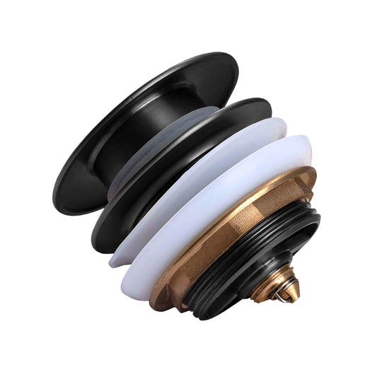 Solid Brass Mushroom Bathtub Pop Up Waste without Overflow - Black