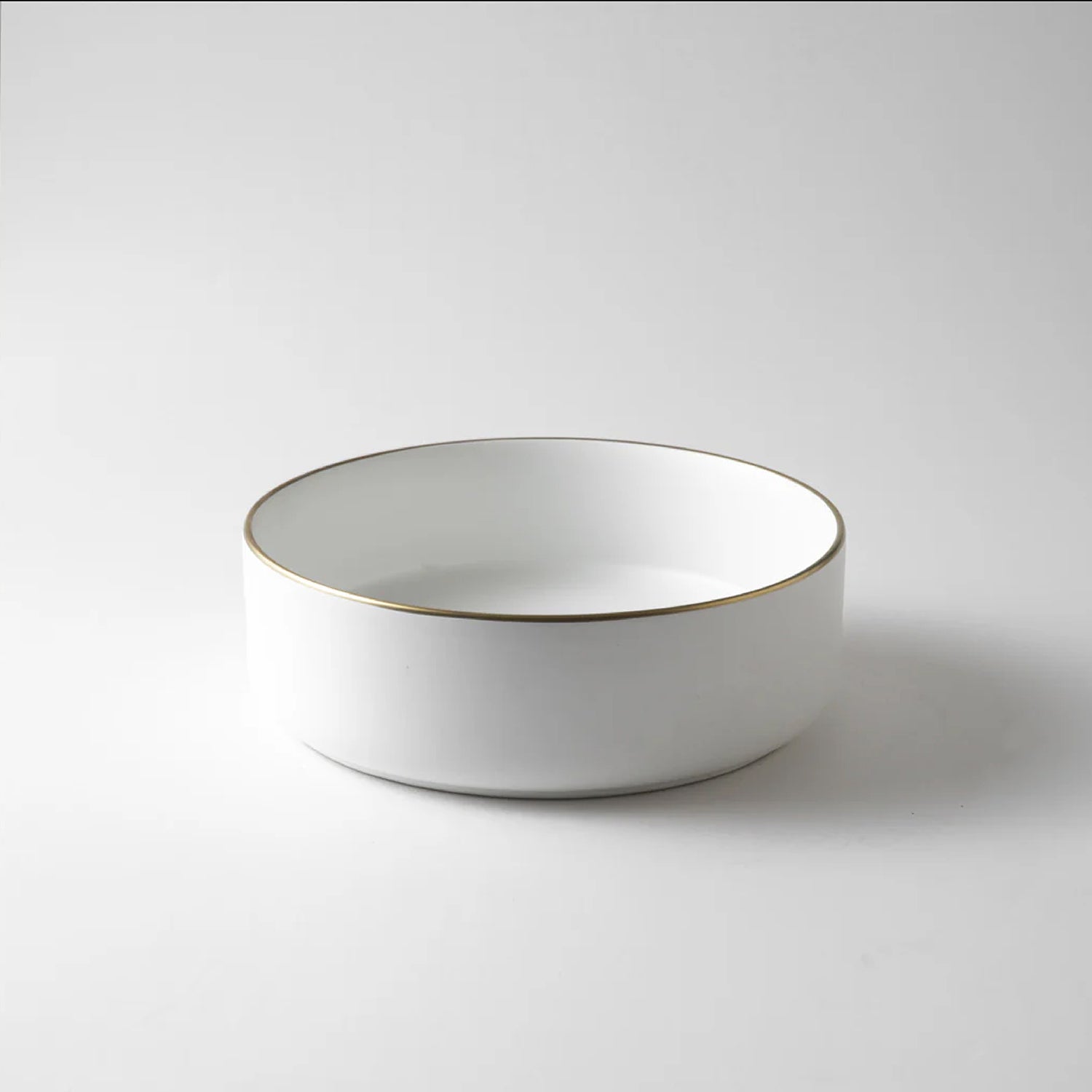 CLAYA Brighton-36 360mm Ceramic Round Basin – Matte White with Gold Rim
