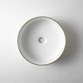 Load image into Gallery viewer, CLAYA Brighton-36 360mm Ceramic Round Basin – Matte White with Gold Rim
