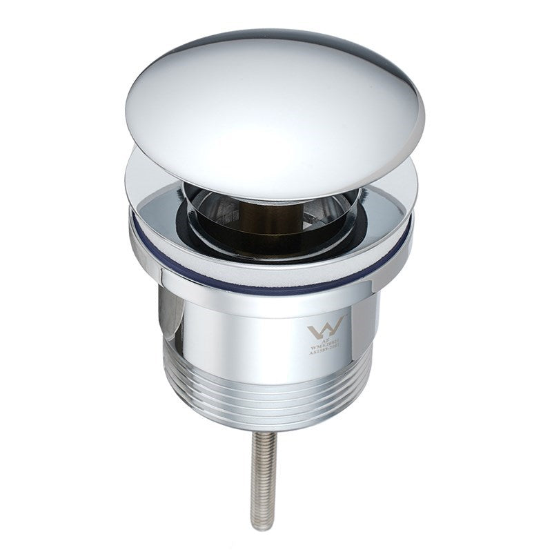 Solid Brass Universal Pop-Up Waste with Overflow - Chrome Silver