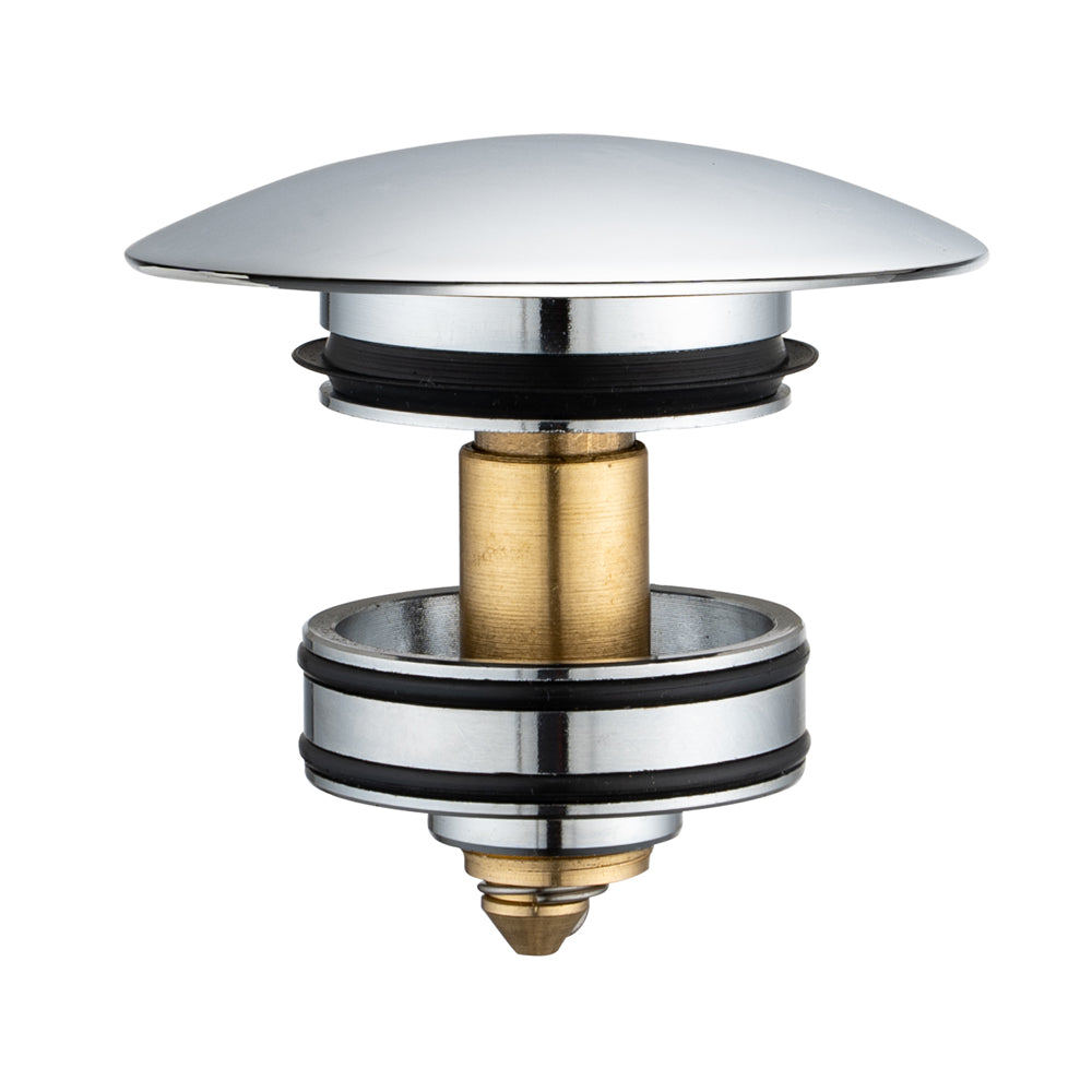 Solid Brass Universal Pop-Up Waste with Overflow - Chrome Silver