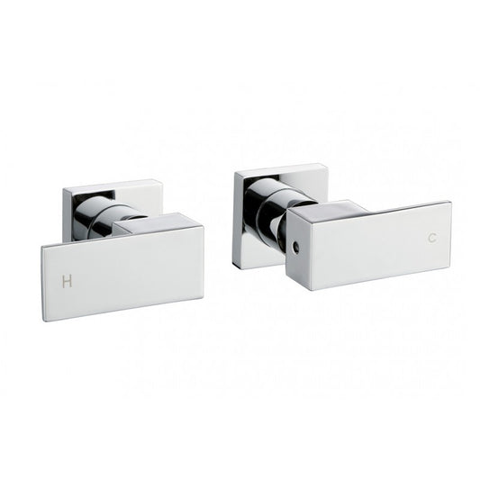 Brass Wall Taps One Pair - Chrome Silver