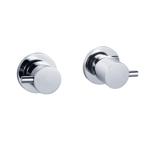 Brass Circle Wall Taps One Pair - Chrome