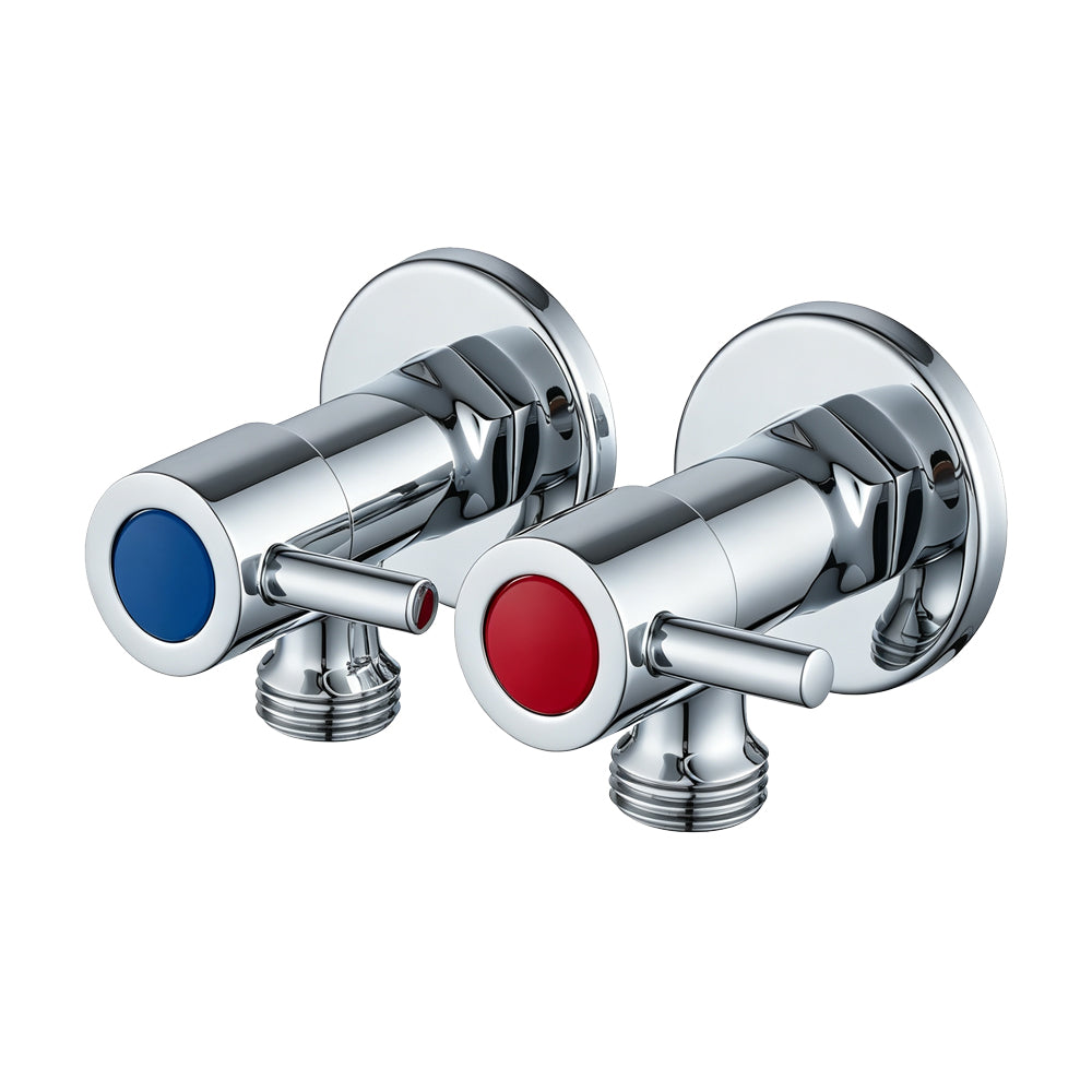 Solid Brass Toilet Stop Tap One Pair – Round 1/4 Turn – Chrome Silver