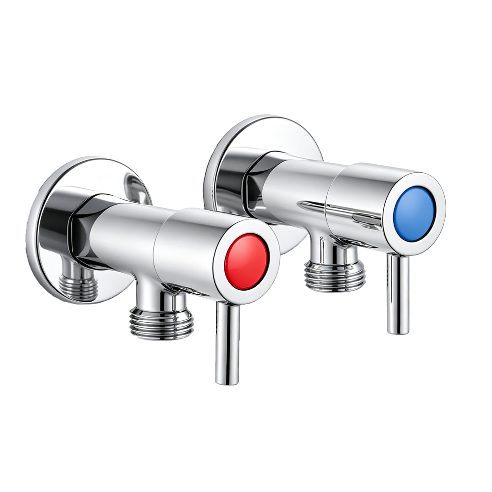 Solid Brass Toilet Stop Tap One Pair – Round 1/4 Turn – Chrome Silver