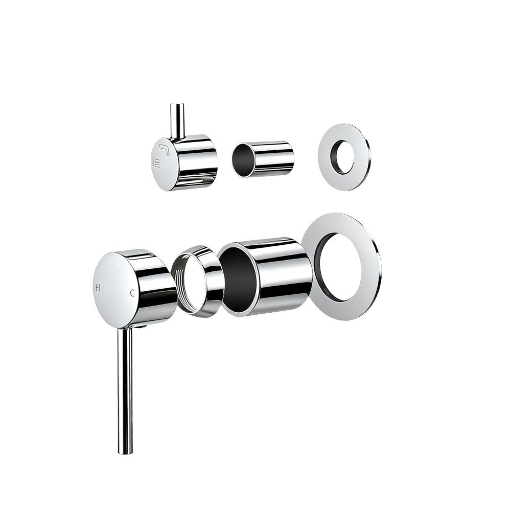 LUCID PIN Wall Diverter Mixer with Separate Cover Plate - Chrome Silver