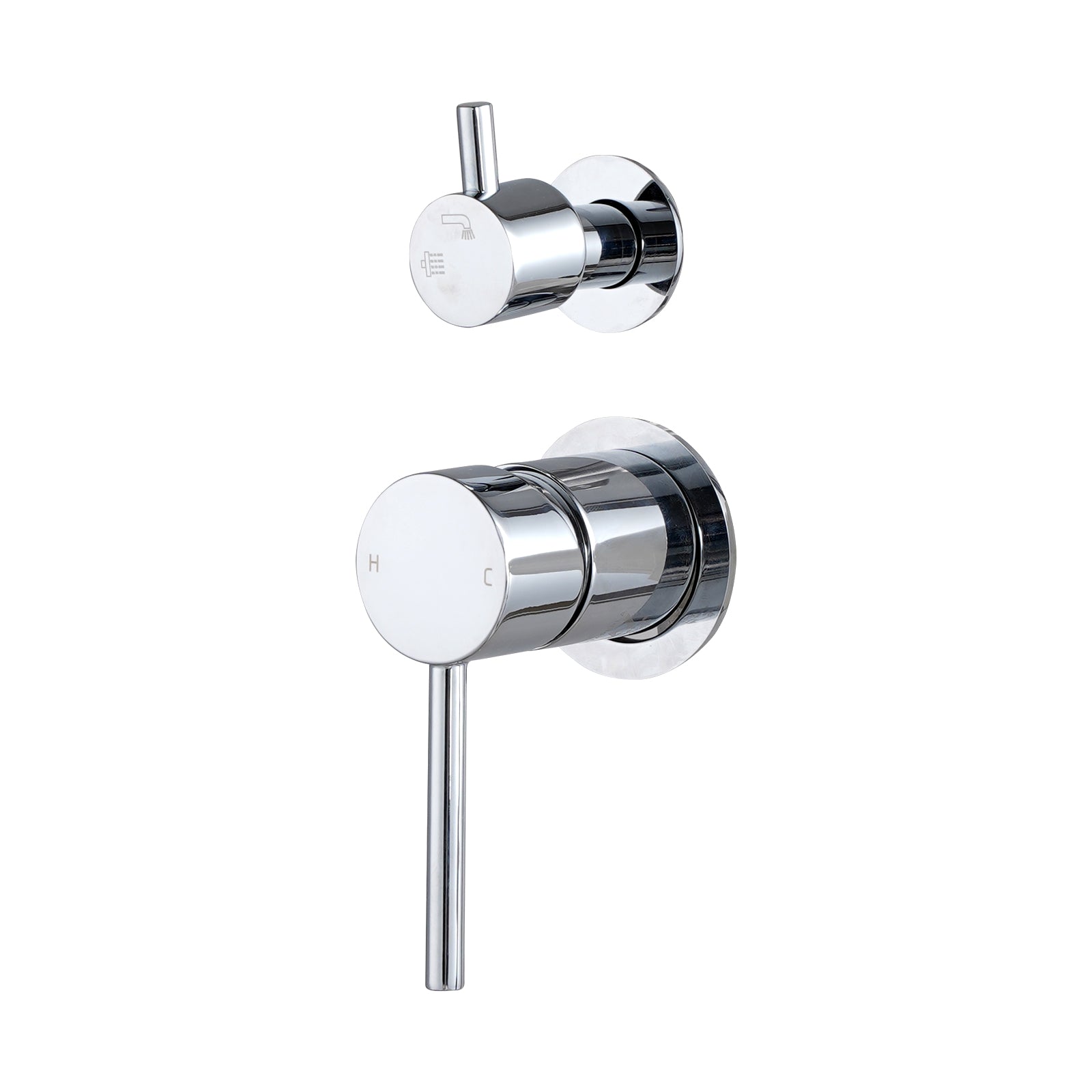 LUCID PIN Wall Diverter Mixer with Separate Cover Plate - Chrome Silver