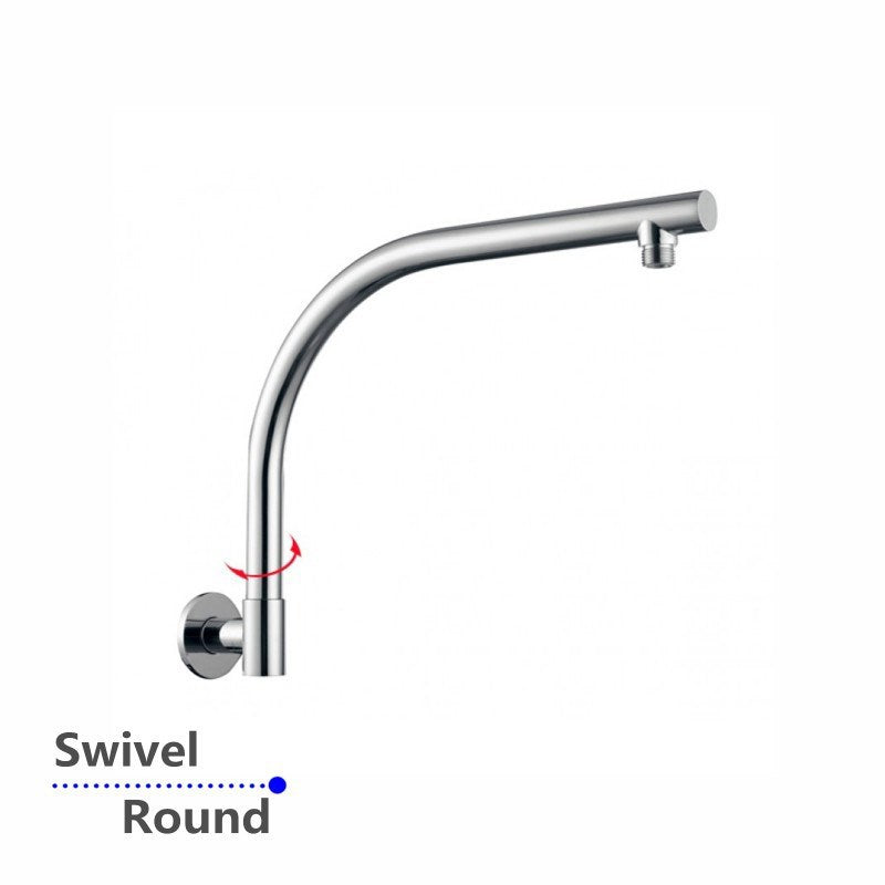 Stainless Steel Swivel Curved Wall Shower Arm – Chrome Silver