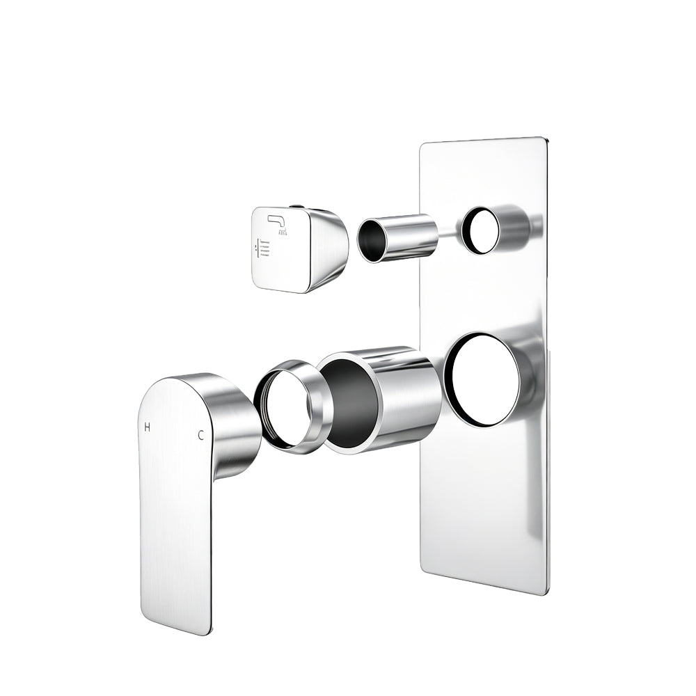 Solid Brass Wall Mixer Tap with Diverter Trim Kit (Match CLPD) - Chrome Silver | VOG