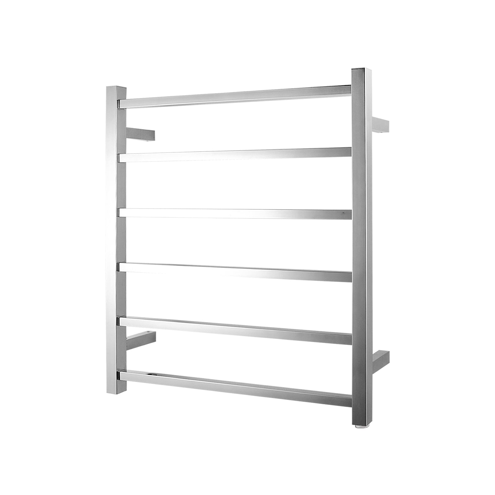 Stainless Steel Heated Towel Rack 6 Bars Square - Chrome Silver