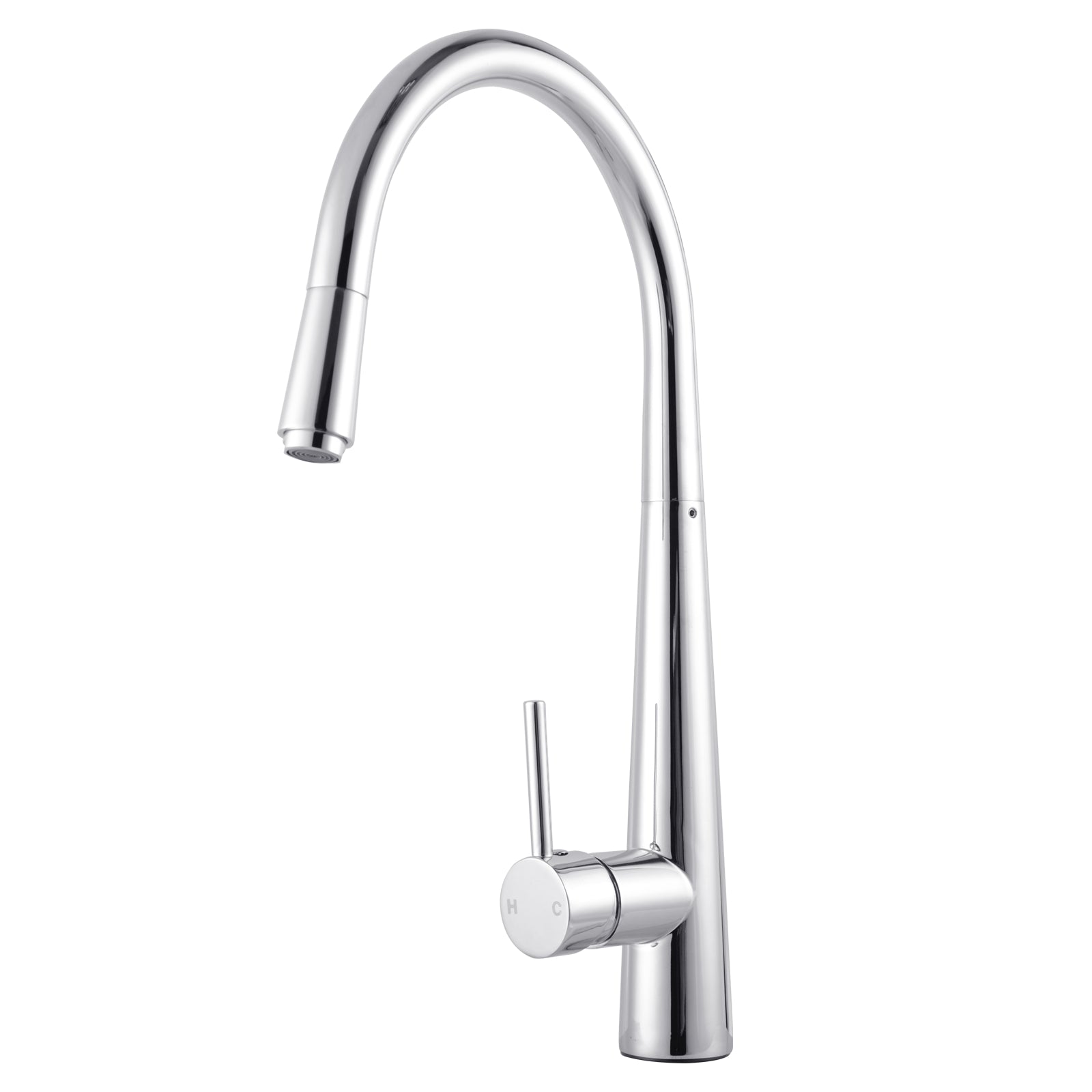 Solid Brass Pull Out Kitchen Mixer - Chrome Silver