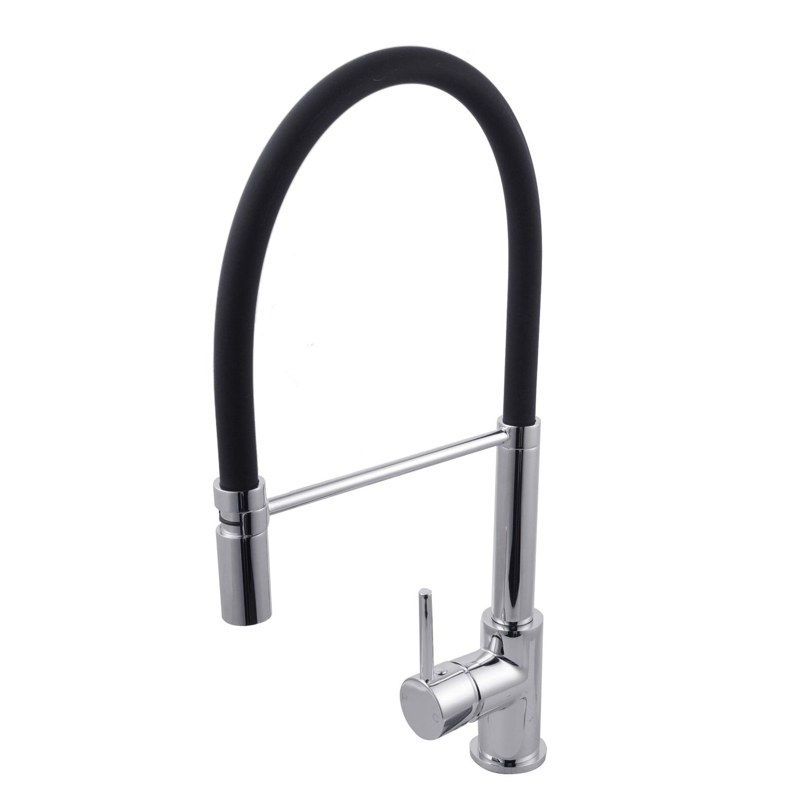 Solid Brass Pull Out Round Kitchen Mixer - Chrome Silver